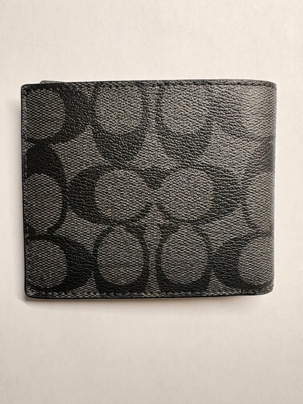 Coach Id Billfold Wallet In Signature Canvas Gunmetal/Charcoal/Black